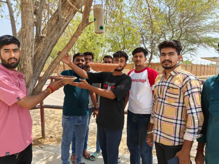 एस बी के महाविद्यालय में परिंडे लगाए