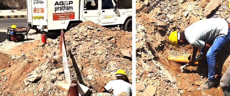 शहर में गैस पाइपलाइन से गैस रिसाव की घटना